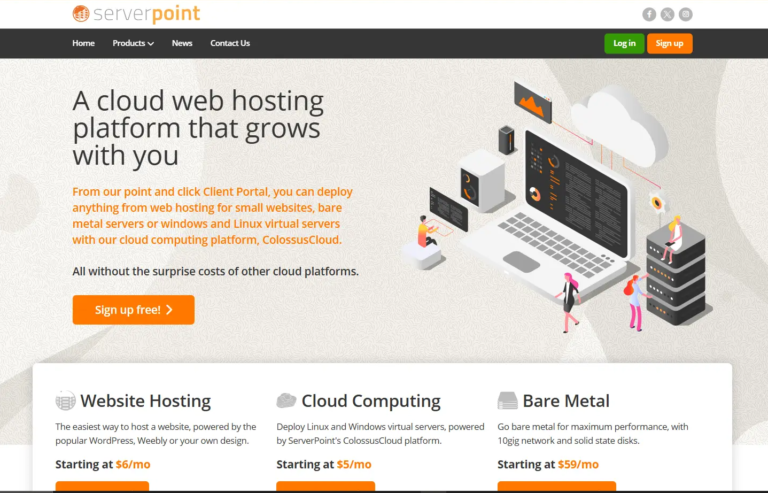 Tampilan website serverpoint